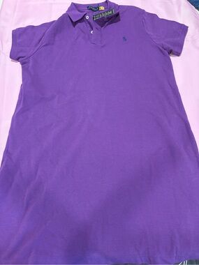 Polo Ralph Lauren Classic Preppy Purple Polo Dress Navy Pony Women’s XL NWT